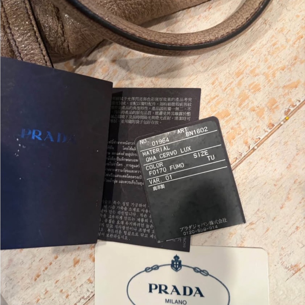 Prada Women's Tan “fumo” Metallic Leather Satchel/handbag/shoulder bag - Picture 7 of 10